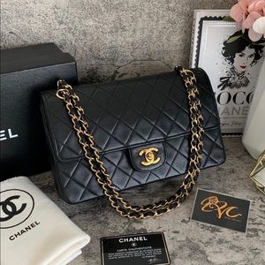 Chanel Vintage Medium Classic Double Flap Black Lambskin 24K GWH ✨